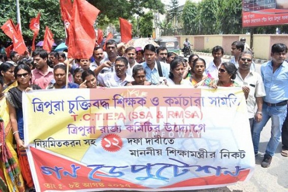 Red flagged SSA / RMSA teachers come to take credit : say 'Hunger strike is wrong way of protest'
